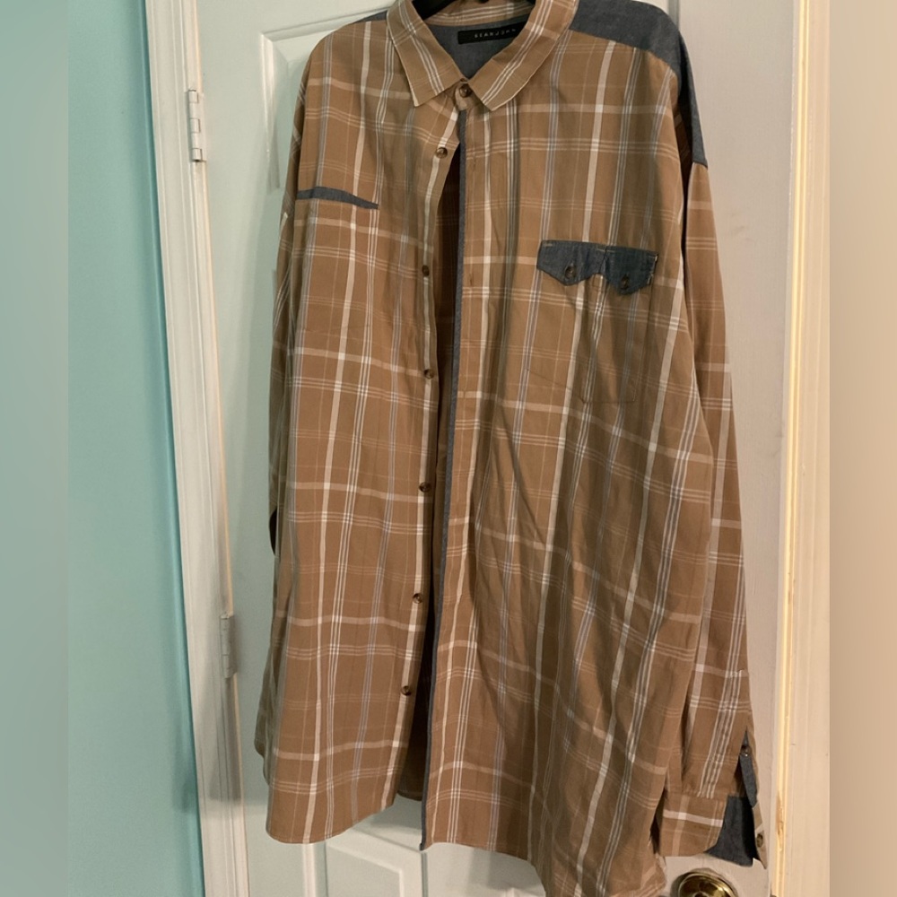 4 XLT Sean John Collar Shirt Men’s  Big and Tall Denim Accents Shirt